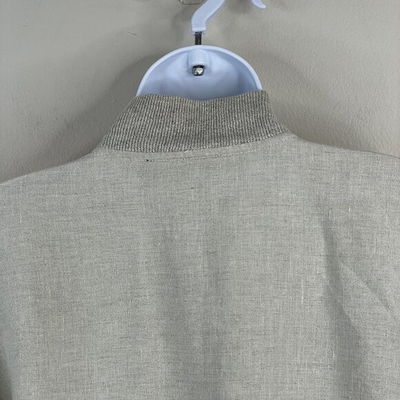 Vintage IB Diffusion Linen Bomber Jacket Large Zip 90s Cruise Vacation Hong Kong - Picture 8 of 12